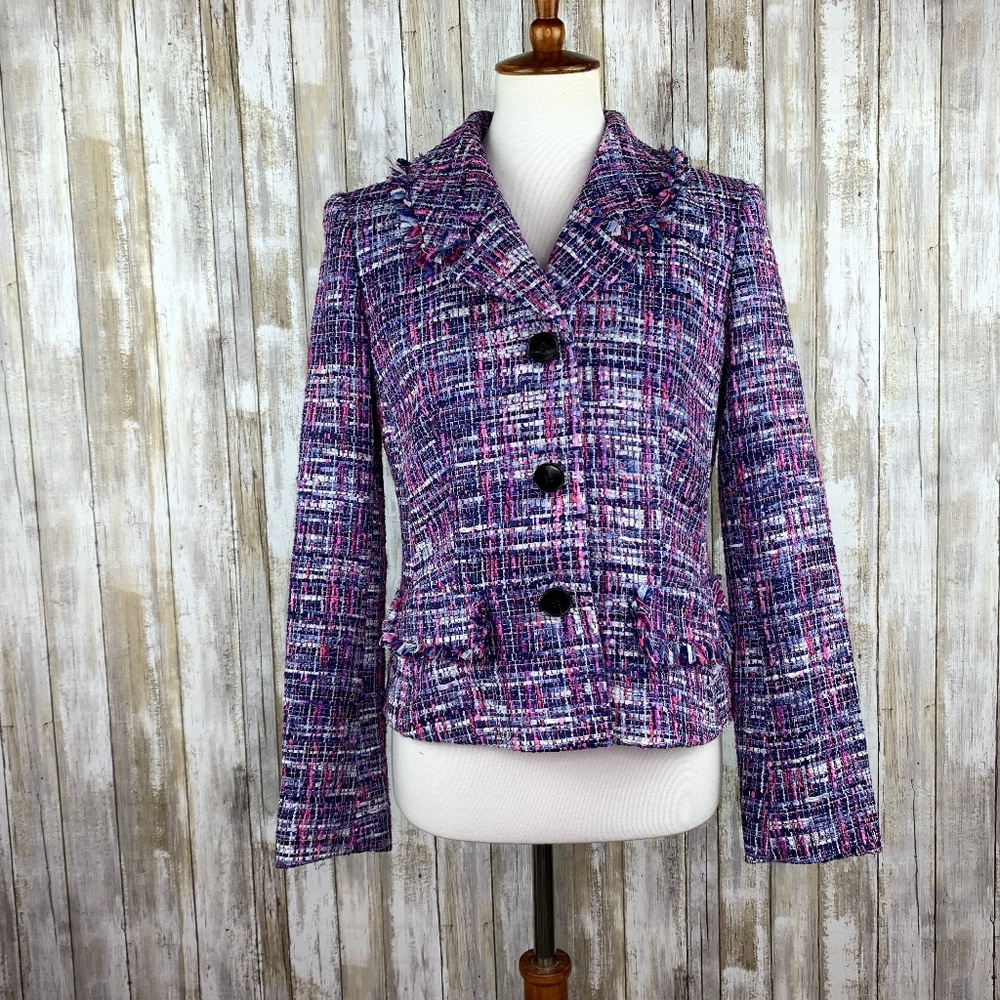 Lafayette 148 New York Pink Purple Tweed Blazer 4
